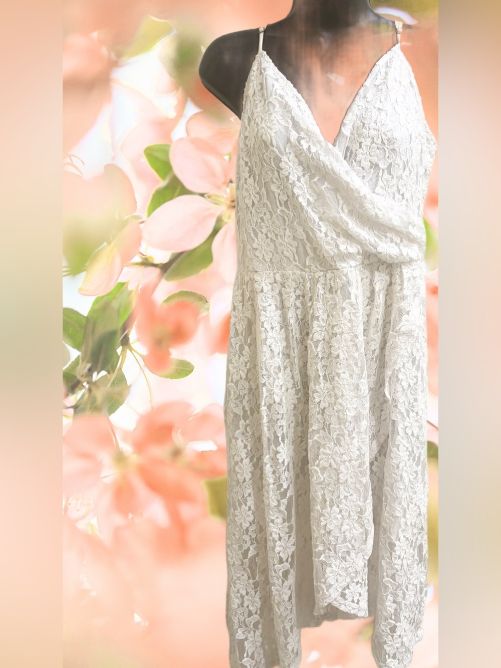White Lace Cowl Neck Spaghetti Strap Dress ❤️NEW